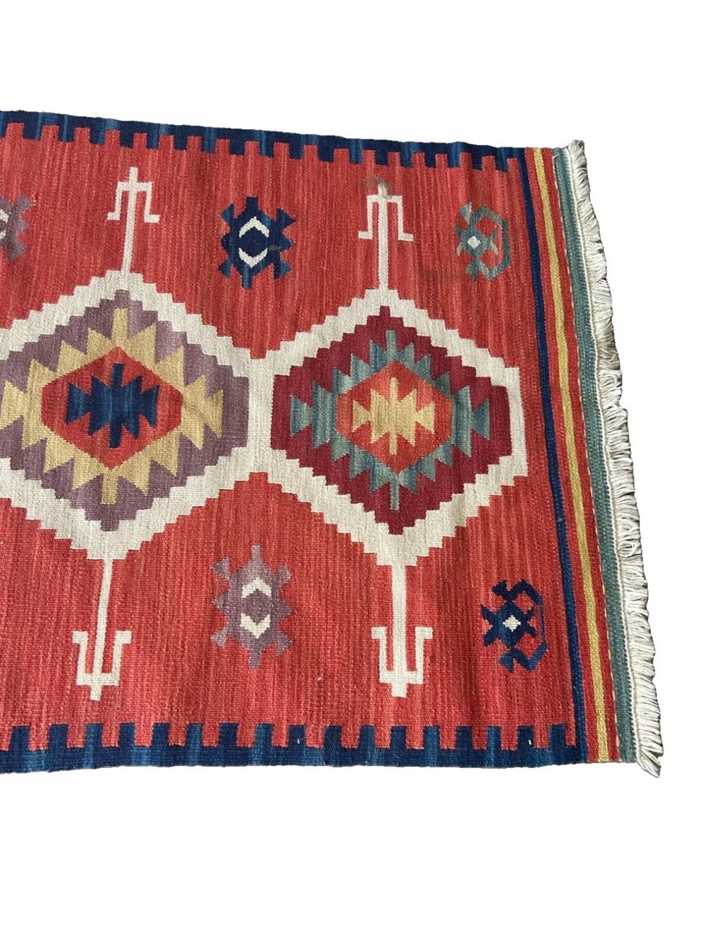 Vintage Kilim Rug Hand Woven Wool Turkish Tribal Geometric Southwestern 25x38 - Picture 5 of 14